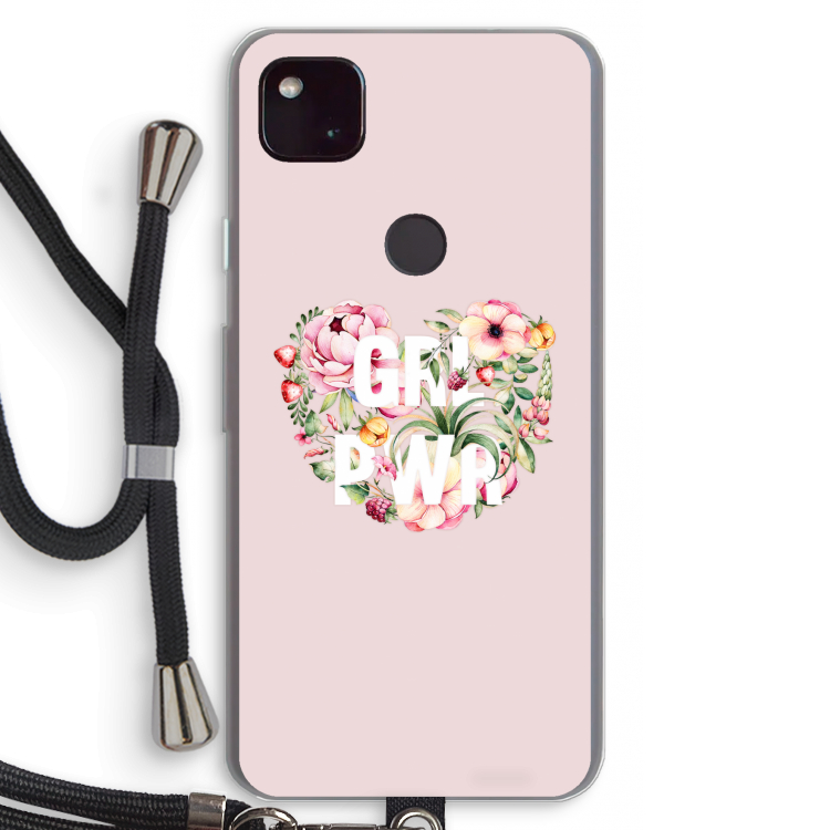 GRL PWR Flower: Pixel 4a 5G Transparant Hoesje met koord