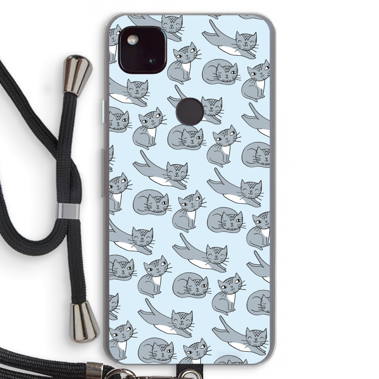 Poezen: Pixel 4a 5G Transparant Hoesje met koord