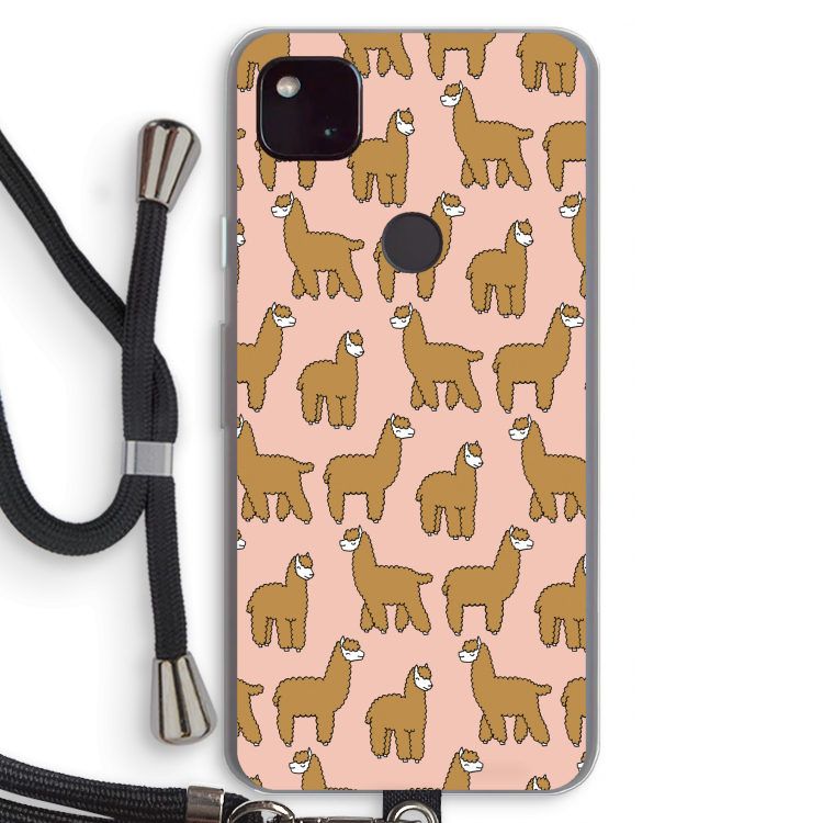 Alpacas: Pixel 4a 5G Transparant Hoesje met koord