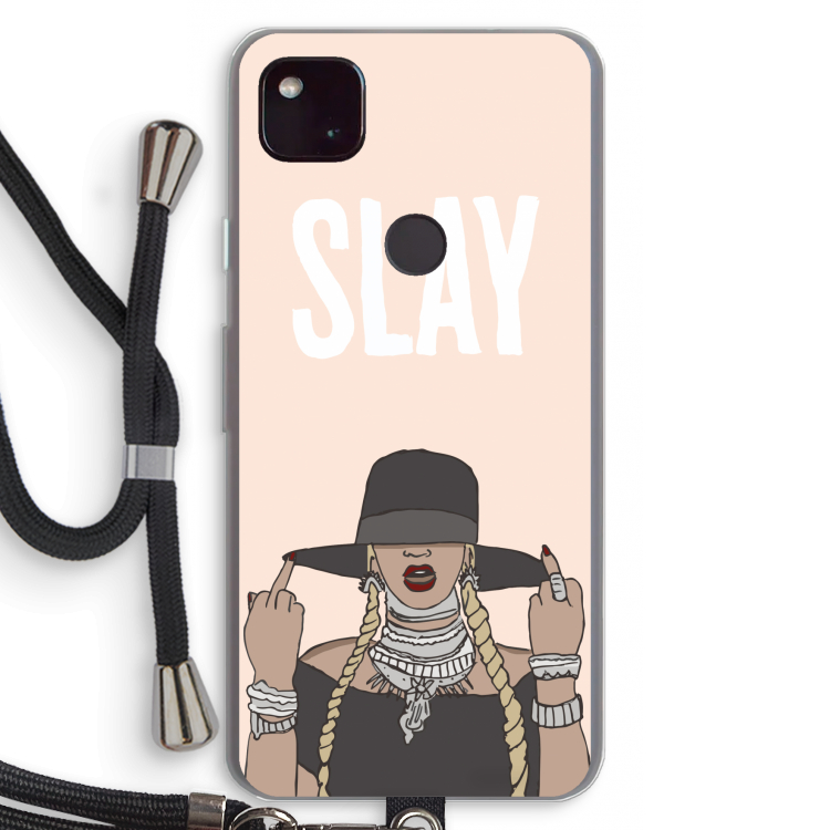 Slay All Day: Pixel 4a 5G Transparant Hoesje met koord