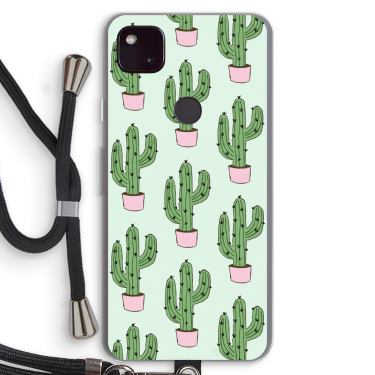 Cactus Lover: Pixel 4a 5G Transparant Hoesje met koord