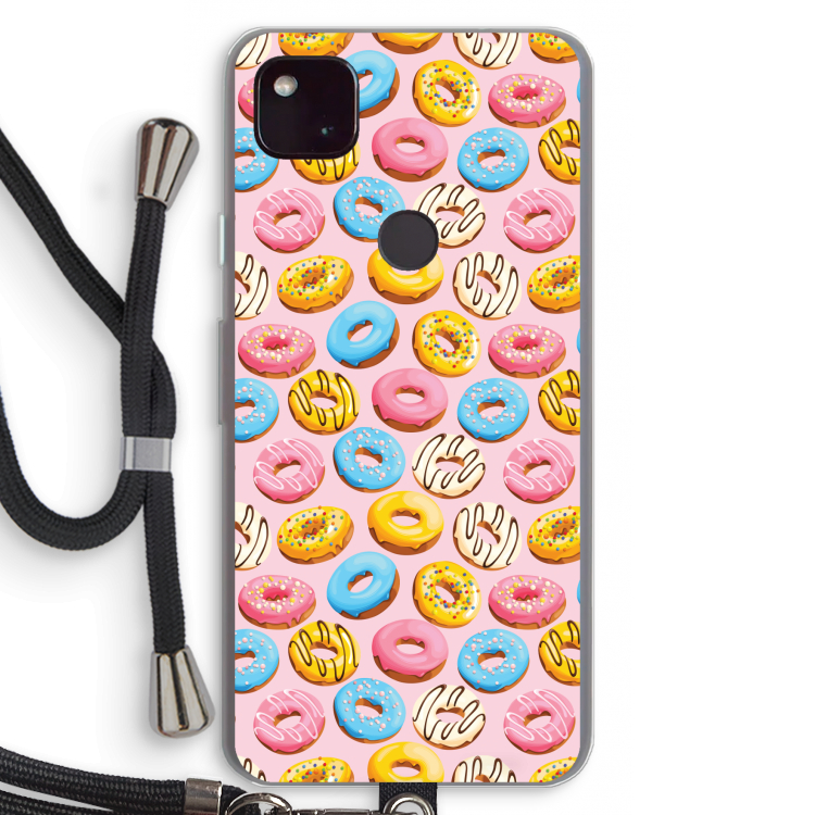Pink donuts: Pixel 4a 5G Transparant Hoesje met koord