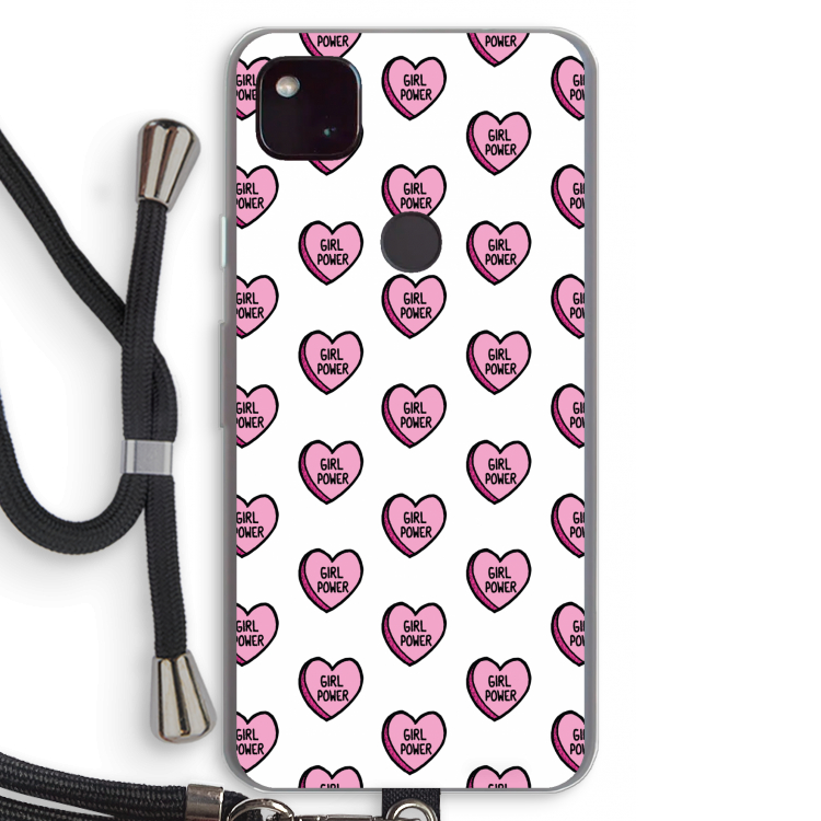 GIRL POWER: Pixel 4a 5G Transparant Hoesje met koord