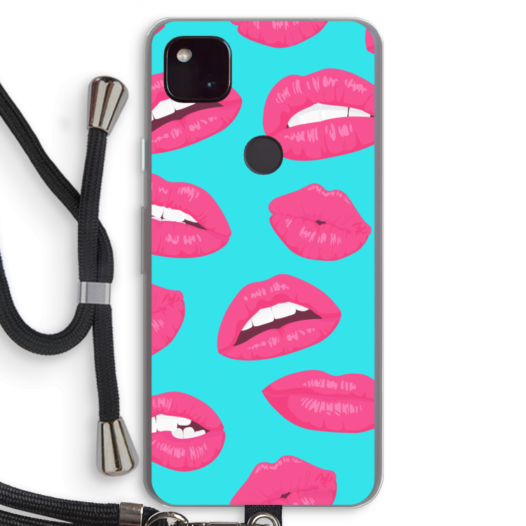 Bite my lip: Pixel 4a 5G Transparant Hoesje met koord