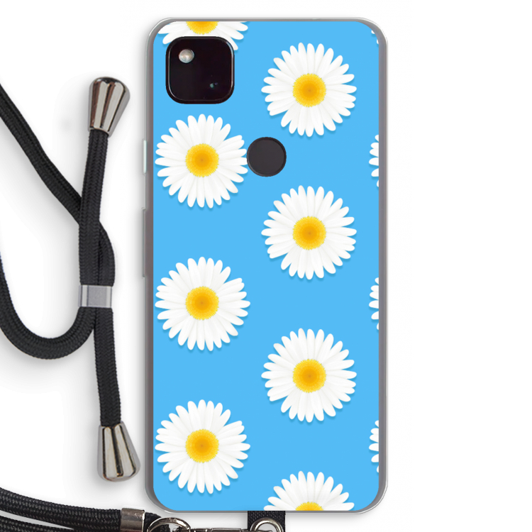 Margrietjes: Pixel 4a 5G Transparant Hoesje met koord