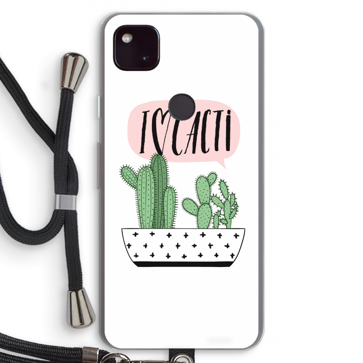 I love cacti: Pixel 4a 5G Transparant Hoesje met koord
