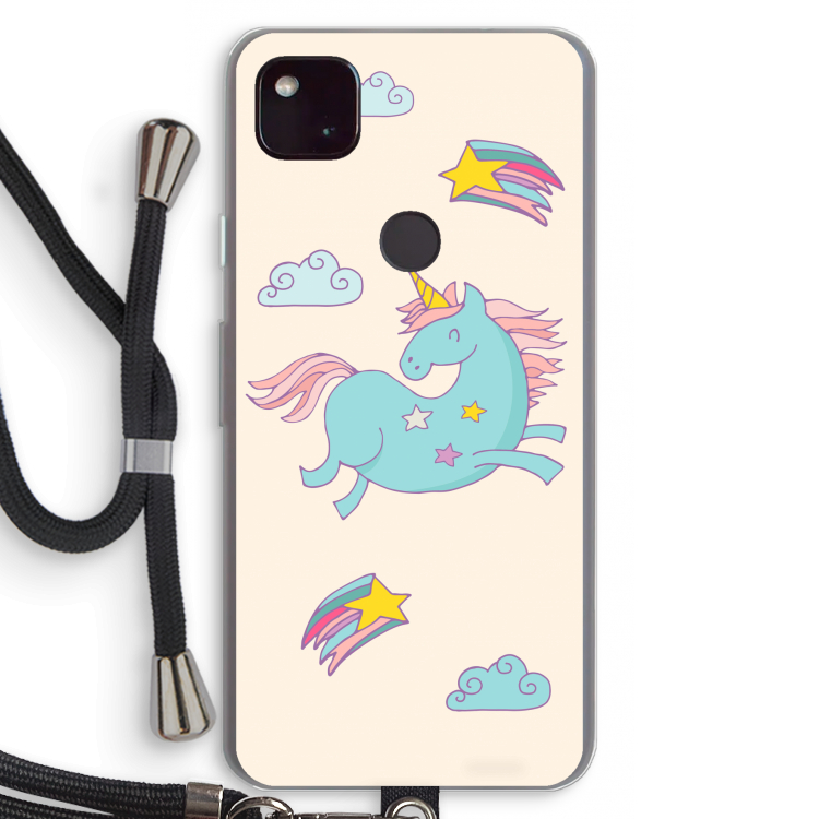 Vliegende eenhoorn: Pixel 4a 5G Transparant Hoesje met koord
