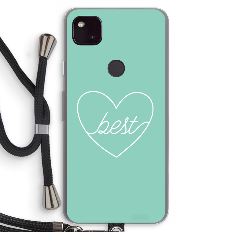 Best heart pastel: Pixel 4a 5G Transparant Hoesje met koord