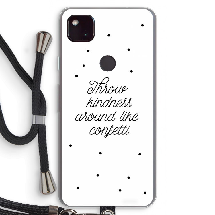 Confetti: Pixel 4a 5G Transparant Hoesje met koord