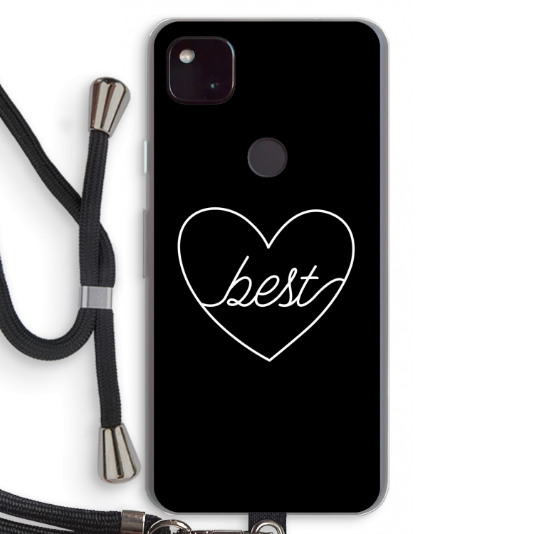 Best heart black: Pixel 4a 5G Transparant Hoesje met koord