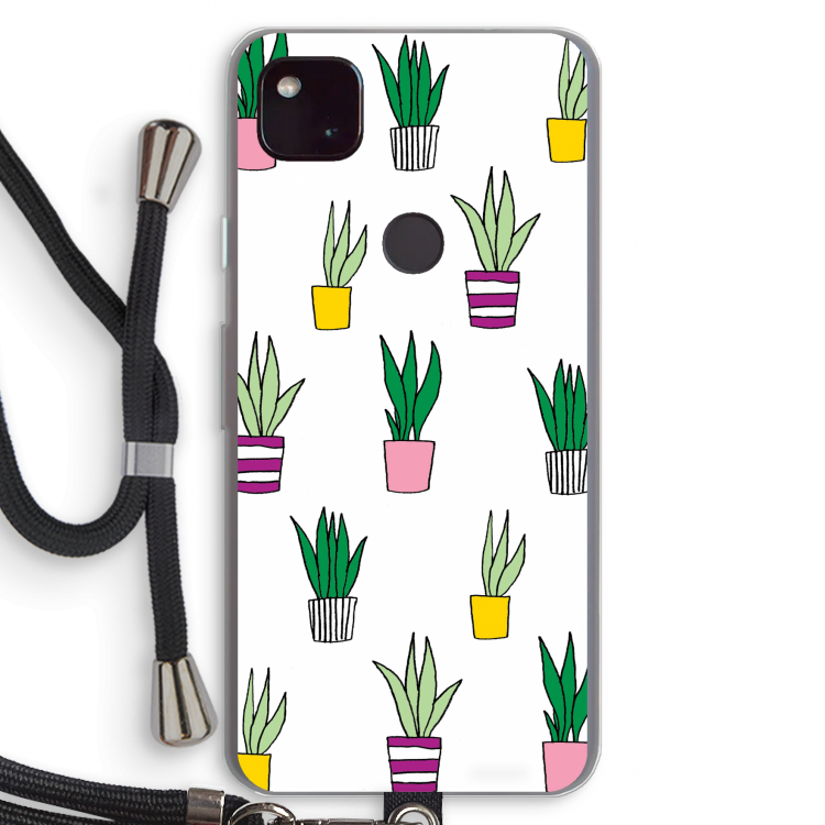 Sanseveria: Pixel 4a 5G Transparant Hoesje met koord