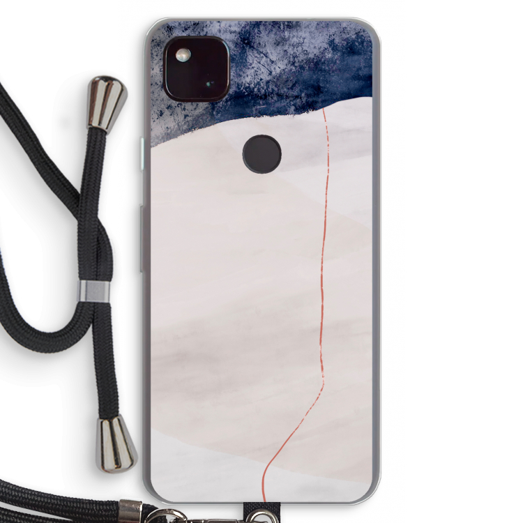 Stone White: Pixel 4a 5G Transparant Hoesje met koord