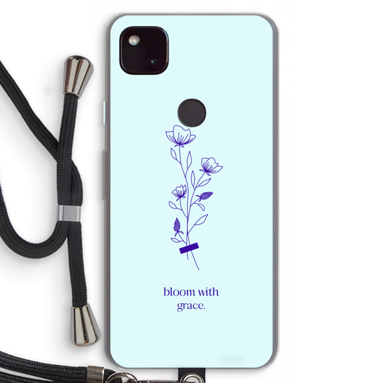 Bloom with grace: Pixel 4a 5G Transparant Hoesje met koord