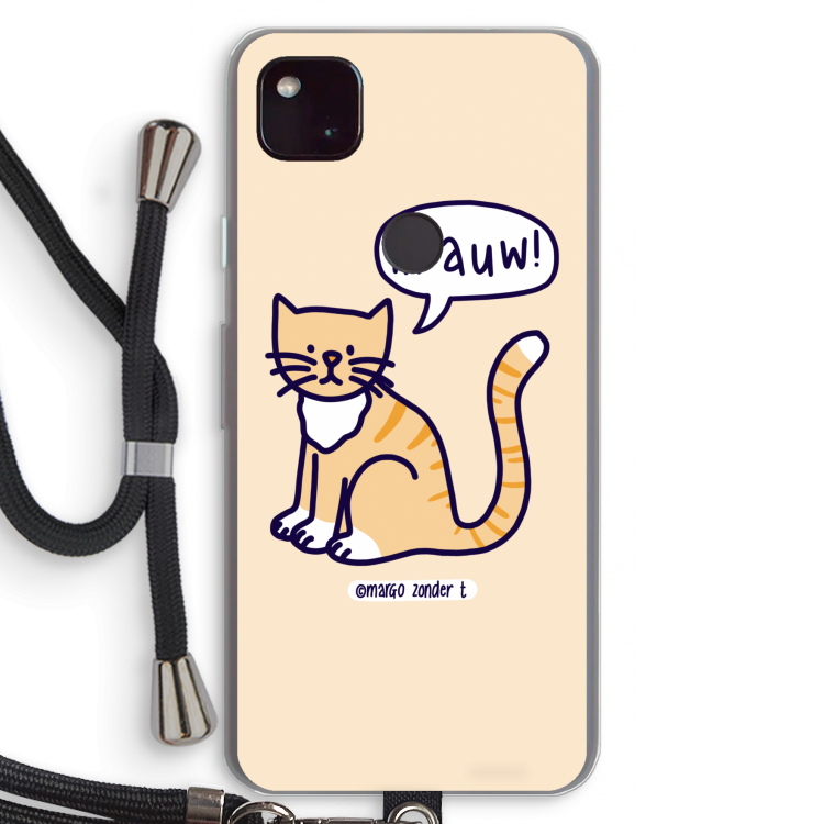Miauw: Pixel 4a 5G Transparant Hoesje met koord