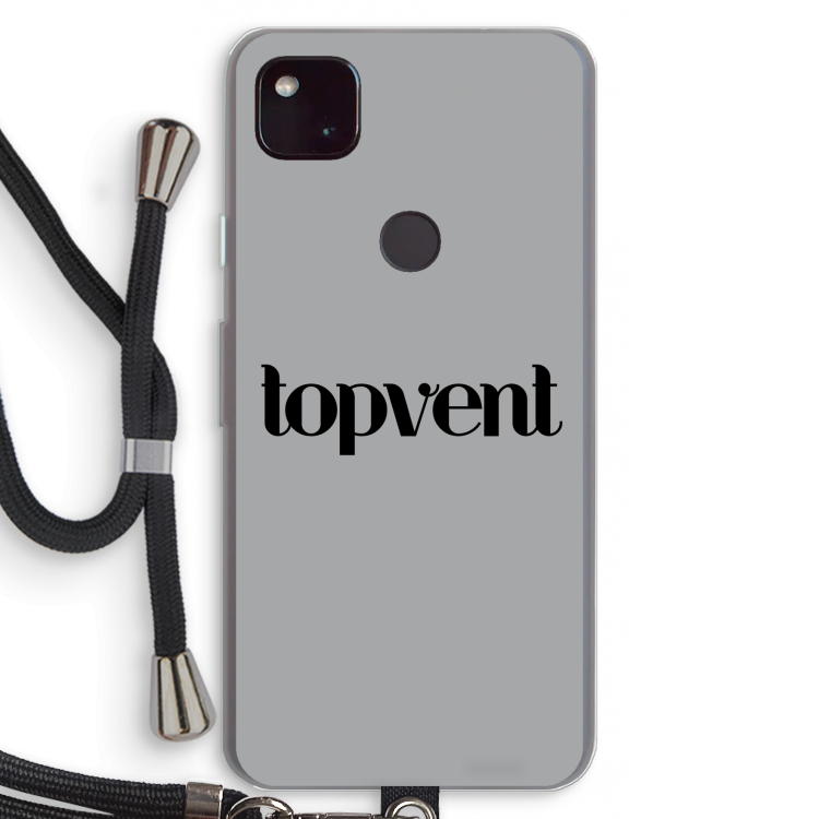 Topvent Grijs Zwart: Pixel 4a 5G Transparant Hoesje met koord