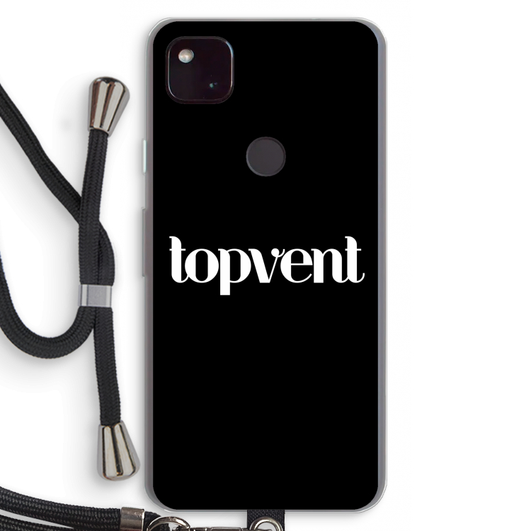 Topvent Zwart: Pixel 4a 5G Transparant Hoesje met koord