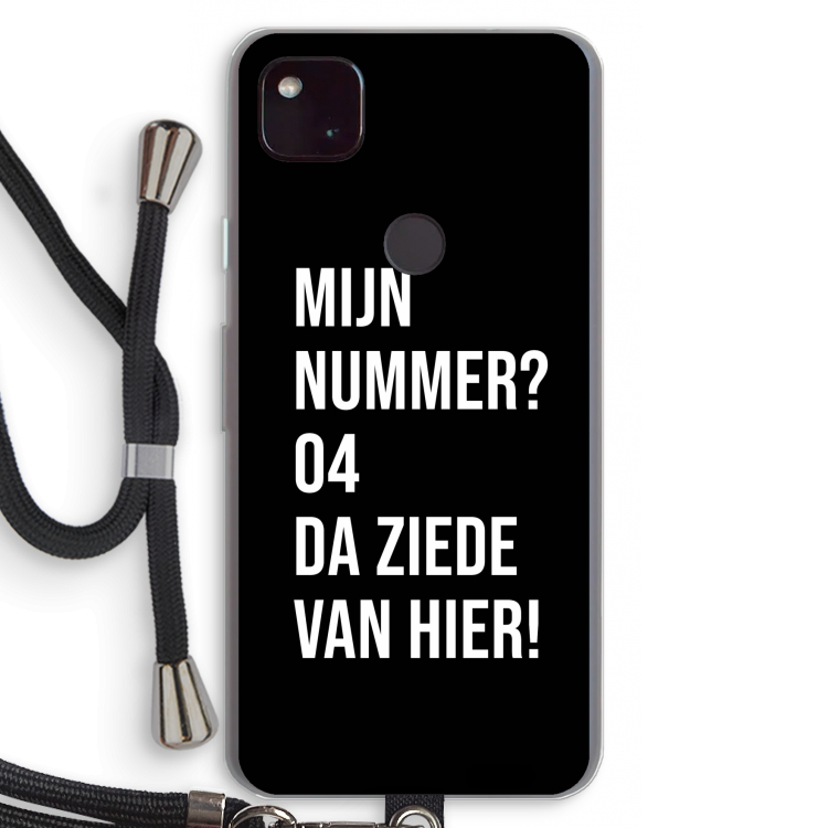 Da ziede van hier - Zwart: Pixel 4a 5G Transparant Hoesje met koord