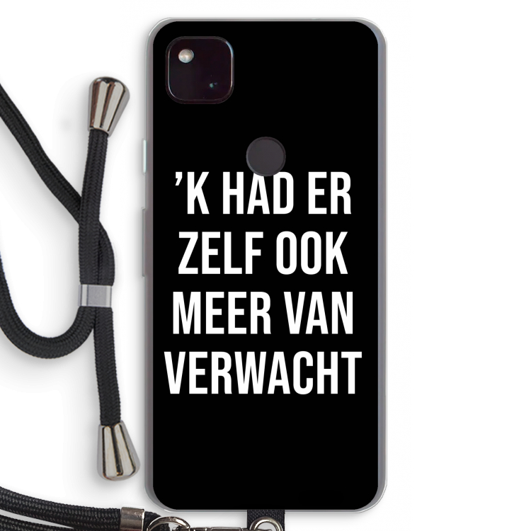Meer verwacht - Zwart: Pixel 4a 5G Transparant Hoesje met koord