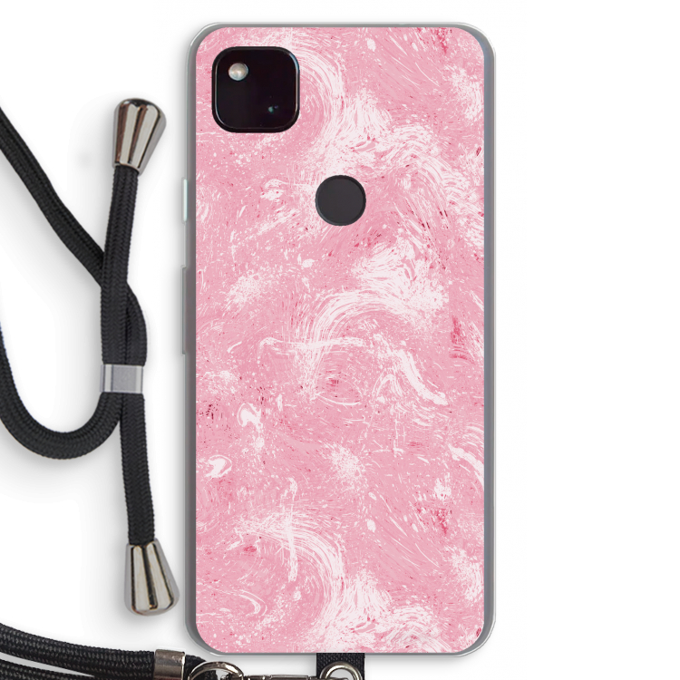 Abstract Painting Pink: Pixel 4a 5G Transparant Hoesje met koord
