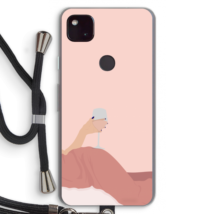 Wine: Pixel 4a 5G Transparant Hoesje met koord