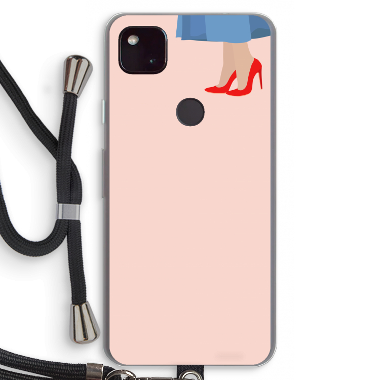 High heels: Pixel 4a 5G Transparant Hoesje met koord