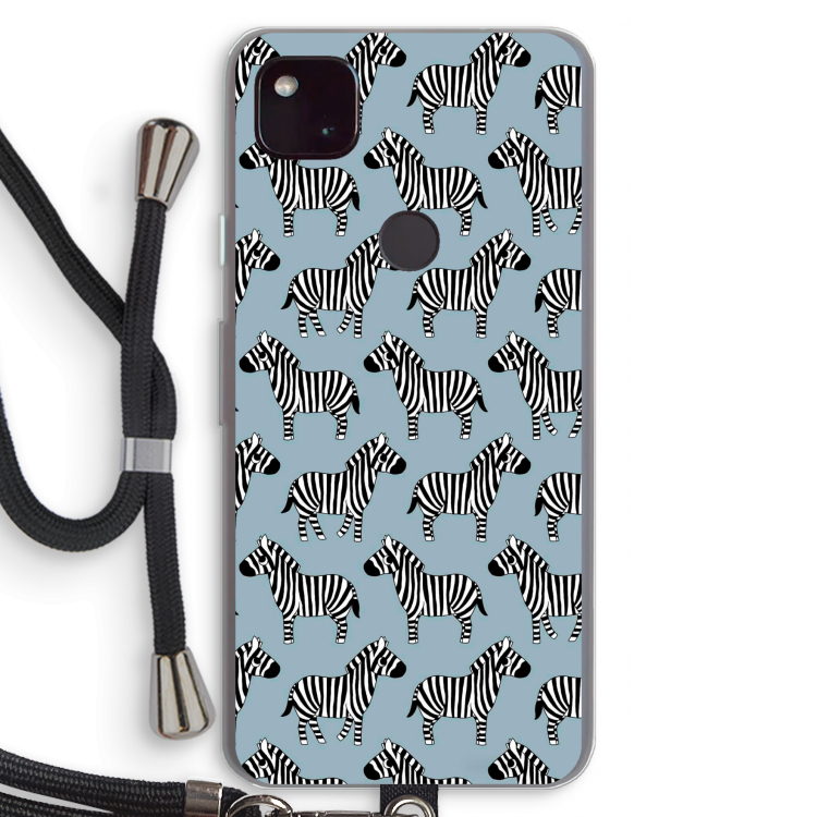 Zebra: Pixel 4a 5G Transparant Hoesje met koord