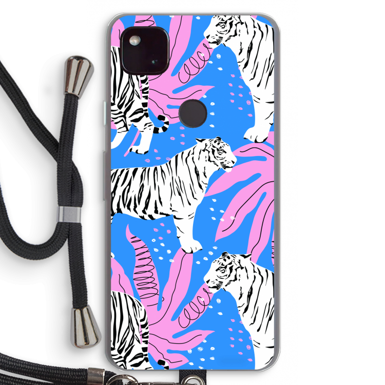 Tijger: Pixel 4a 5G Transparant Hoesje met koord