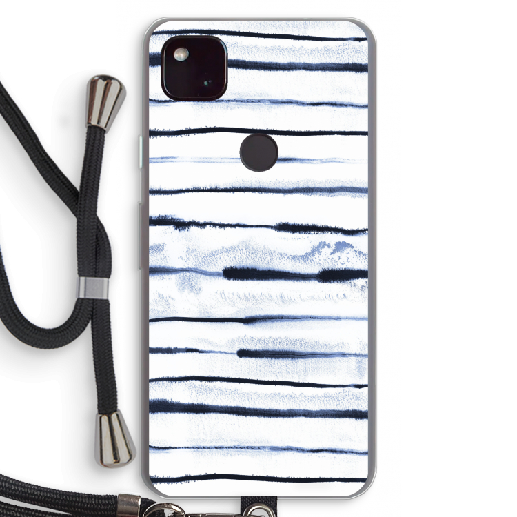 Ink Stripes: Pixel 4a 5G Transparant Hoesje met koord