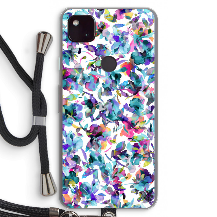 Hibiscus Flowers: Pixel 4a 5G Transparant Hoesje met koord