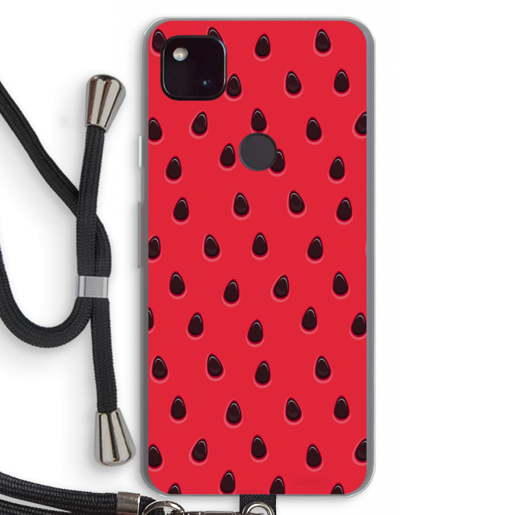 Watermelon: Pixel 4a 5G Transparant Hoesje met koord