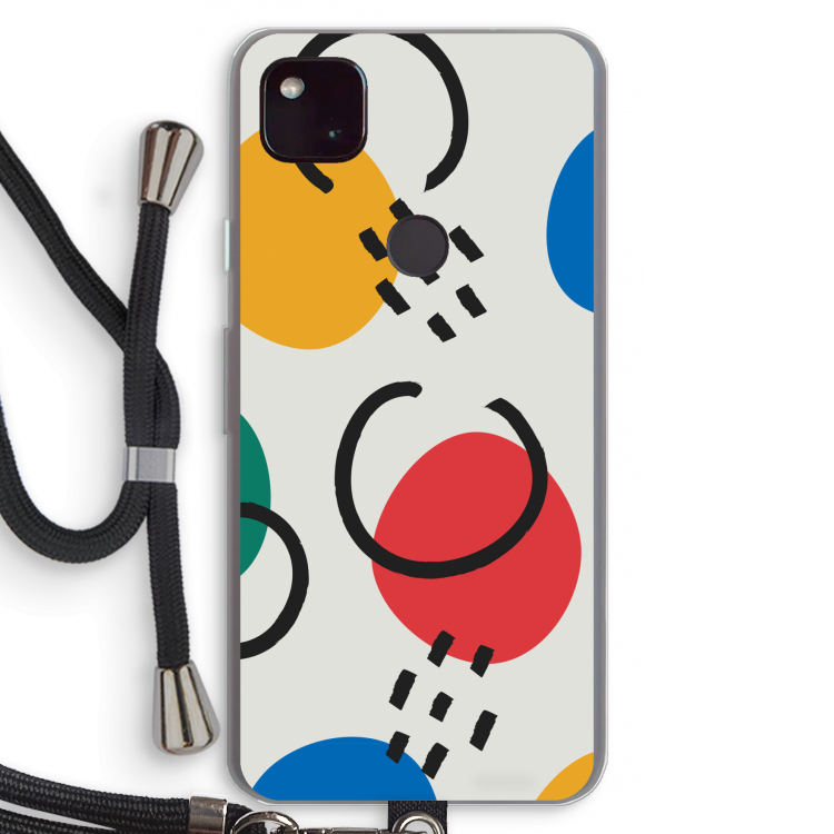 Illustratieve pop 3: Pixel 4a 5G Transparant Hoesje met koord