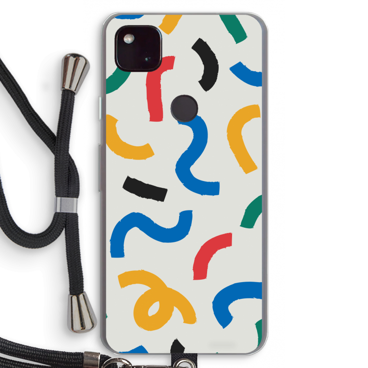 Illustratieve pop 2: Pixel 4a 5G Transparant Hoesje met koord