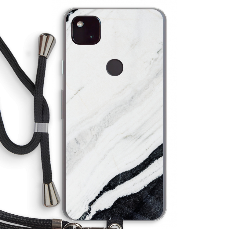 Elegante marmer: Pixel 4a 5G Transparant Hoesje met koord