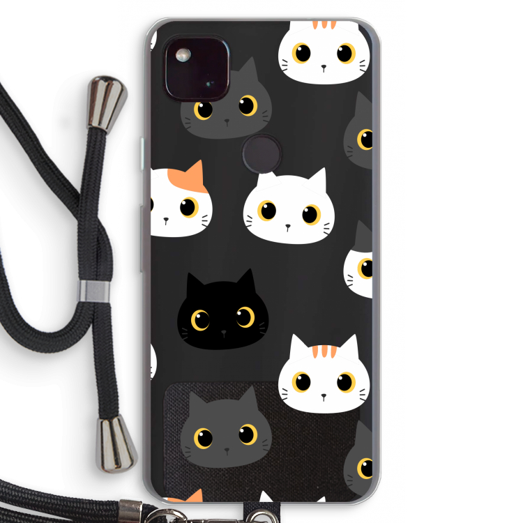 Katten: Pixel 4a 5G Transparant Hoesje met koord