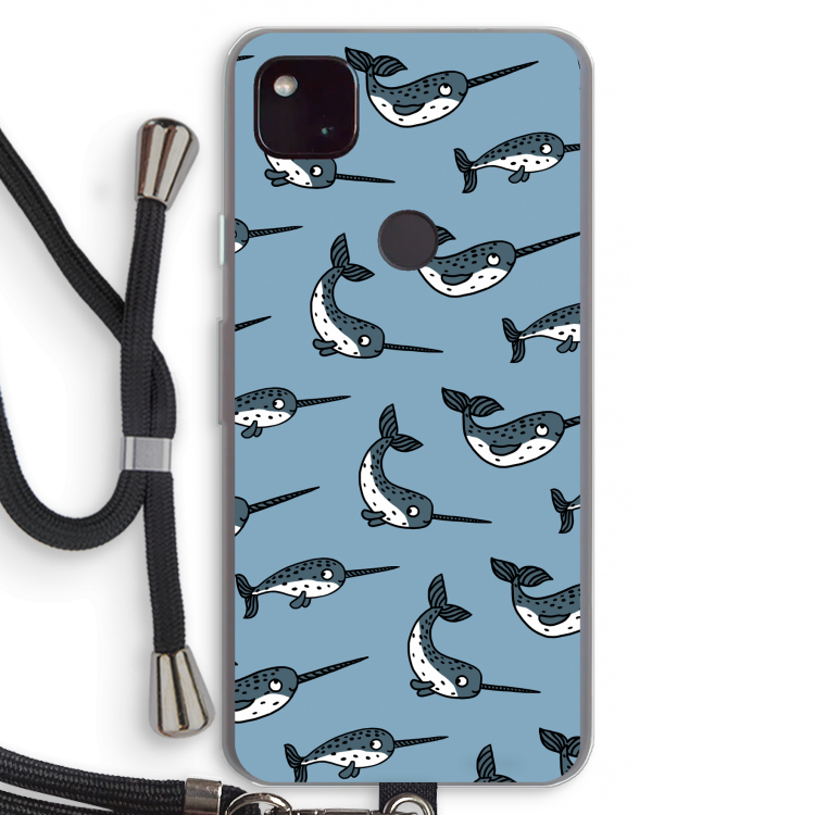 Narwhal: Pixel 4a 5G Transparant Hoesje met koord