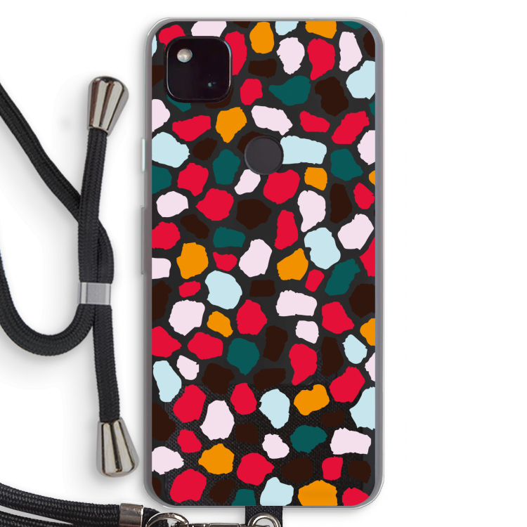 Colored Giraffe: Pixel 4a 5G Transparant Hoesje met koord