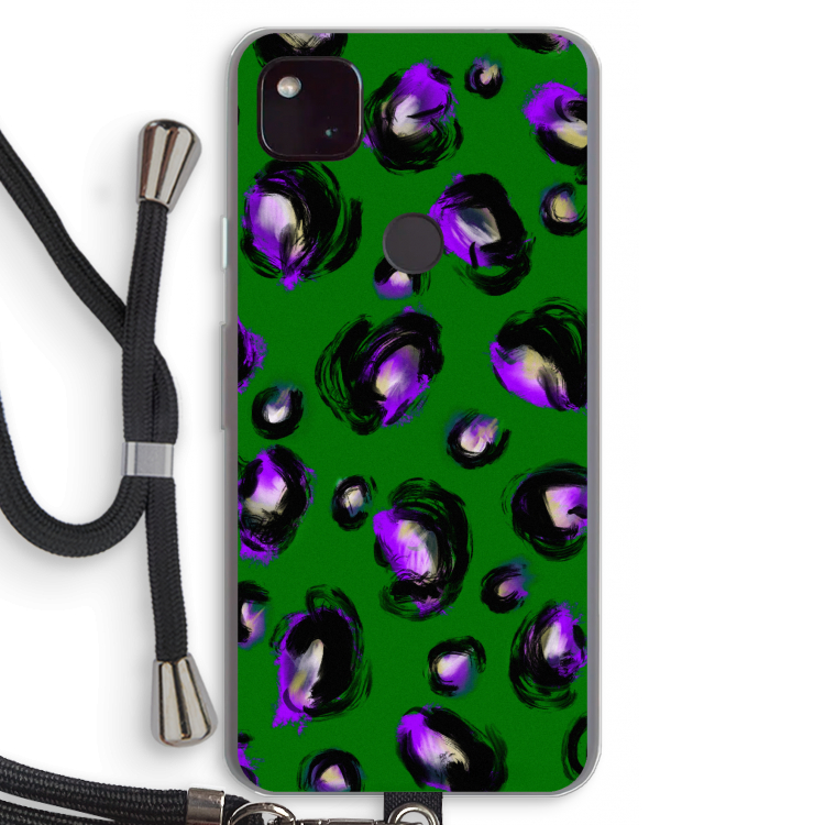 Green Cheetah: Pixel 4a 5G Transparant Hoesje met koord