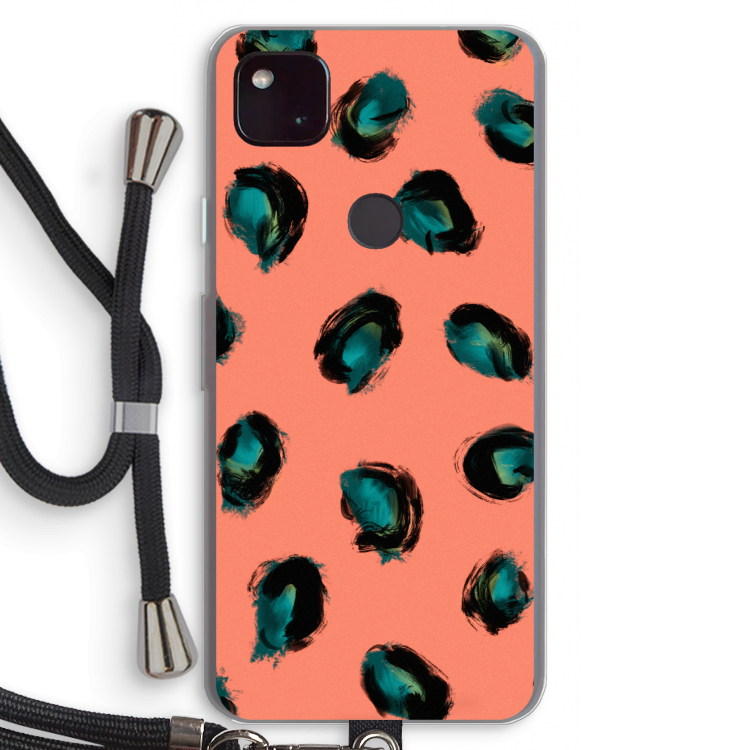 Pink Cheetah: Pixel 4a 5G Transparant Hoesje met koord