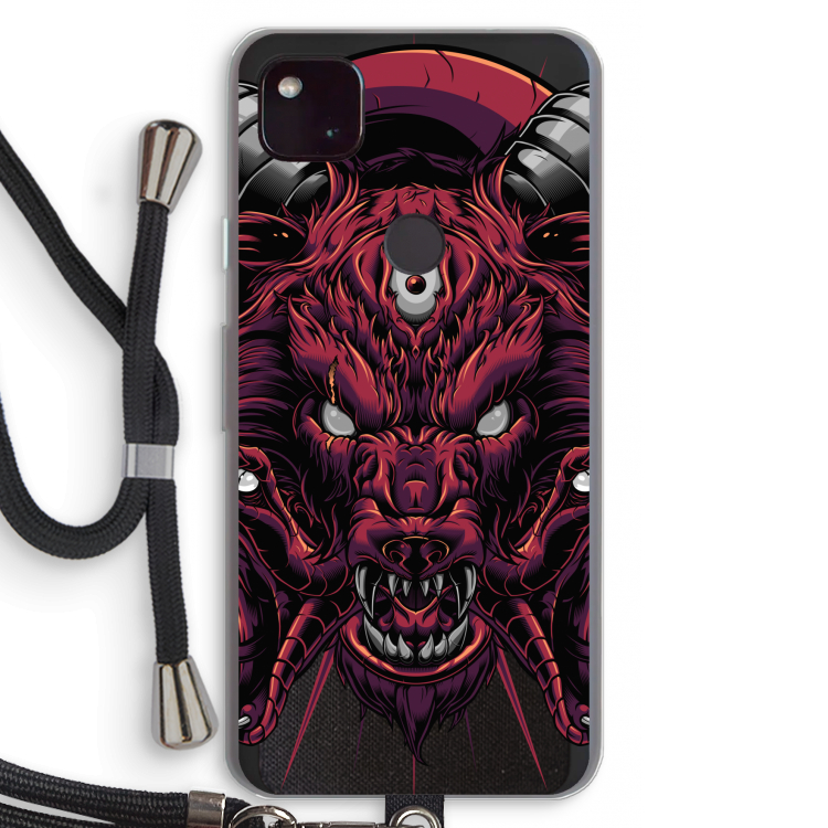 Hell Hound and Serpents: Pixel 4a 5G Transparant Hoesje met koord