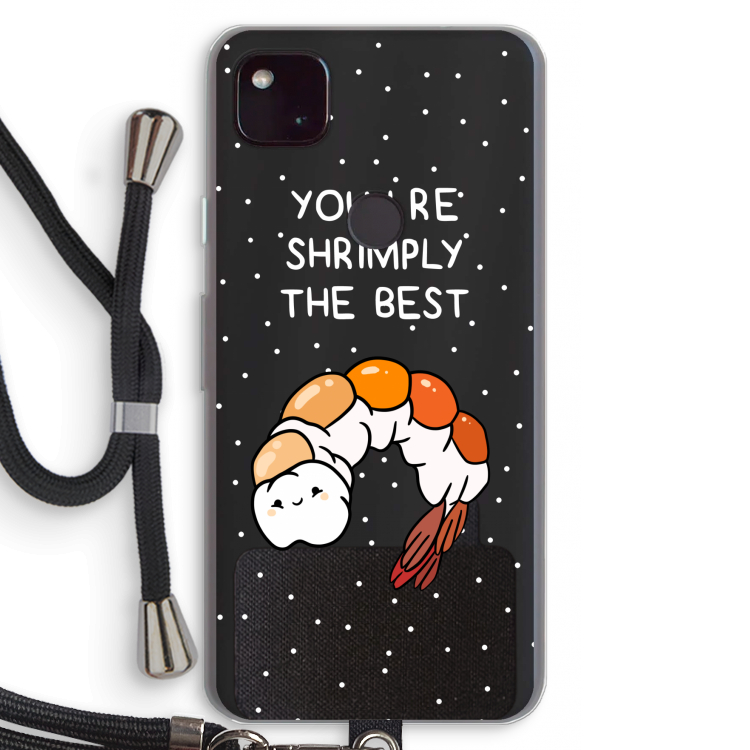 You're Shrimply The Best: Pixel 4a 5G Transparant Hoesje met koord