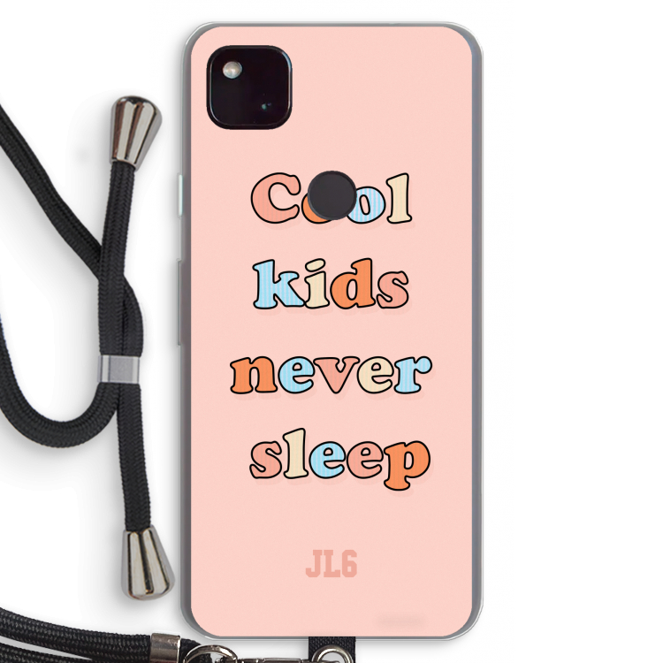 Cool Kids Never Sleep: Pixel 4a 5G Transparant Hoesje met koord