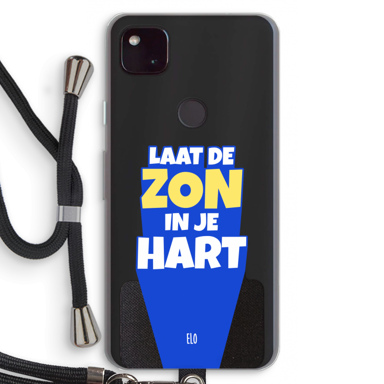 Laat de zon in je hart: Pixel 4a 5G Transparant Hoesje met koord