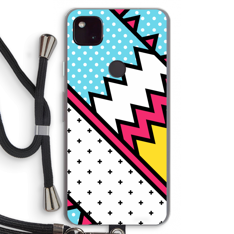 Pop Art #2: Pixel 4a 5G Transparant Hoesje met koord