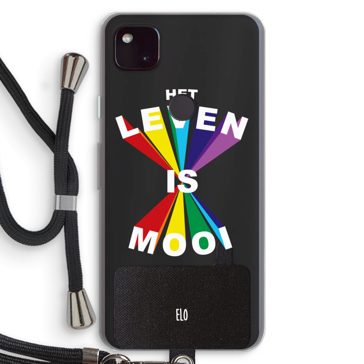 Het Leven Is Mooi: Pixel 4a 5G Transparant Hoesje met koord