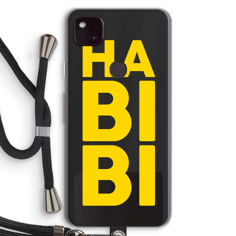 Habibi Blue: Pixel 4a 5G Transparant Hoesje met koord