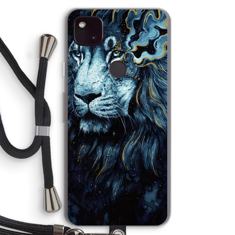 Darkness Lion: Pixel 4a 5G Transparant Hoesje met koord