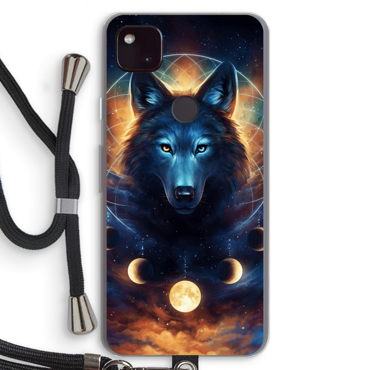 Wolf Dreamcatcher: Pixel 4a 5G Transparant Hoesje met koord