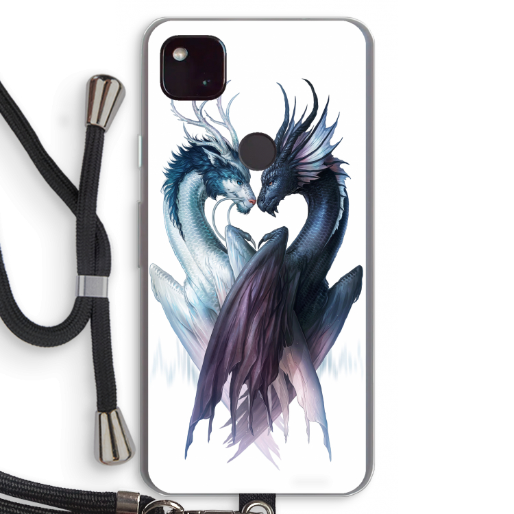 Yin Yang Dragons: Pixel 4a 5G Transparant Hoesje met koord