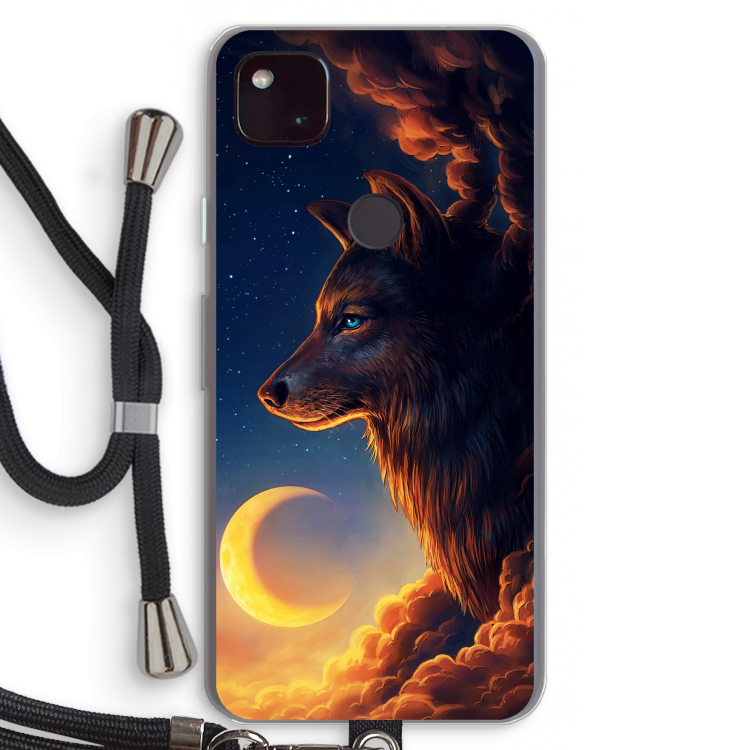 Night Guardian: Pixel 4a 5G Transparant Hoesje met koord