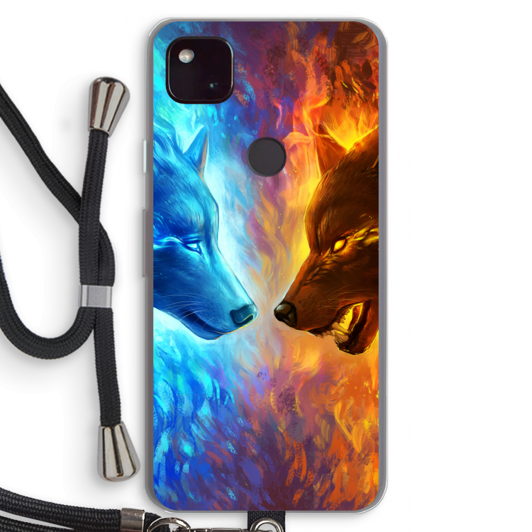 Fire & Ice: Pixel 4a 5G Transparant Hoesje met koord